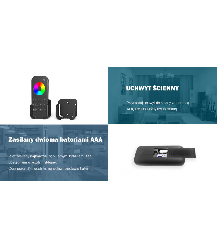 Pilot RT10 do sterownika LED WT5 RGB CCT 4 strefy