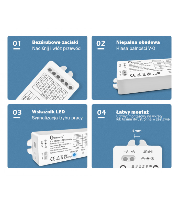 Sterownik ZigBee do taśm LED kompatybilny z Philips Hue TUYA ConBee