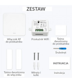 Przekaźnik WiFi TUYA z bezbateryjnym włącznikiem