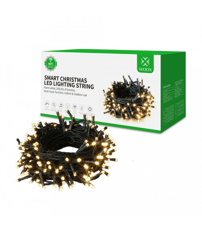 Inteligentne lampki choinkowe, łańcuch 200 LED, 20m, WiFi Tuya