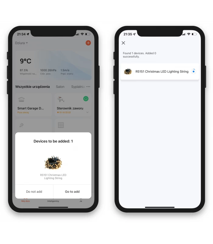 Inteligentne lampki choinkowe, łańcuch 200 LED, 20m, WiFi Tuya