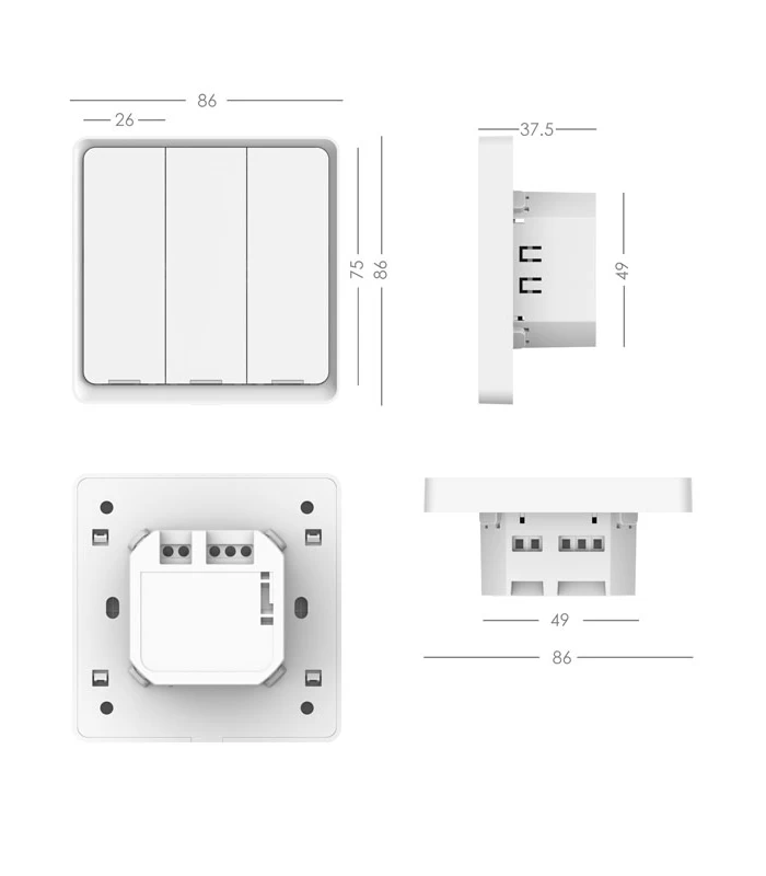 Pilot przycisk ZigBee TUYA Smart 3 kanały 9 scen