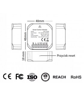 Podwójny przekaźnik WiFi do puszki TUYA Smart Life