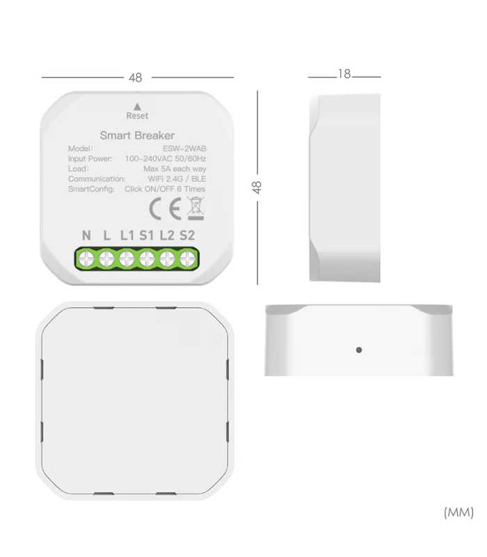 Podwójny przekaźnik WiFi do puszki TUYA Smart Life
