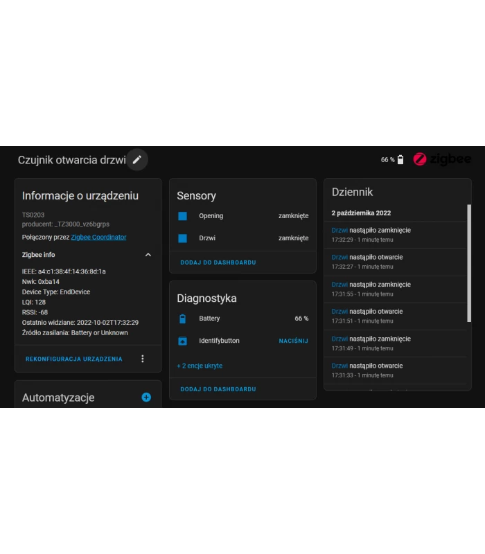 Czujnik otwarcia ZigBee TUYA Smart Life