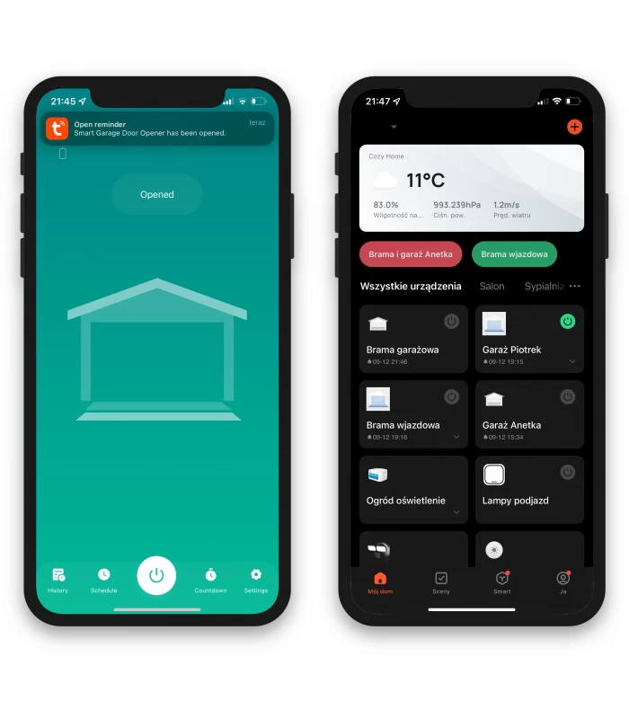 Sterownik bramy garażowej i przesuwnej TUYA WiFi z czujnikiem