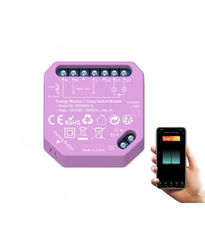 Podwójny przekaźnik WiFi z pomiarem energii elektrycznej