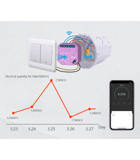 Podwójny przekaźnik WiFi TUYA z pomiarem prądu 10A