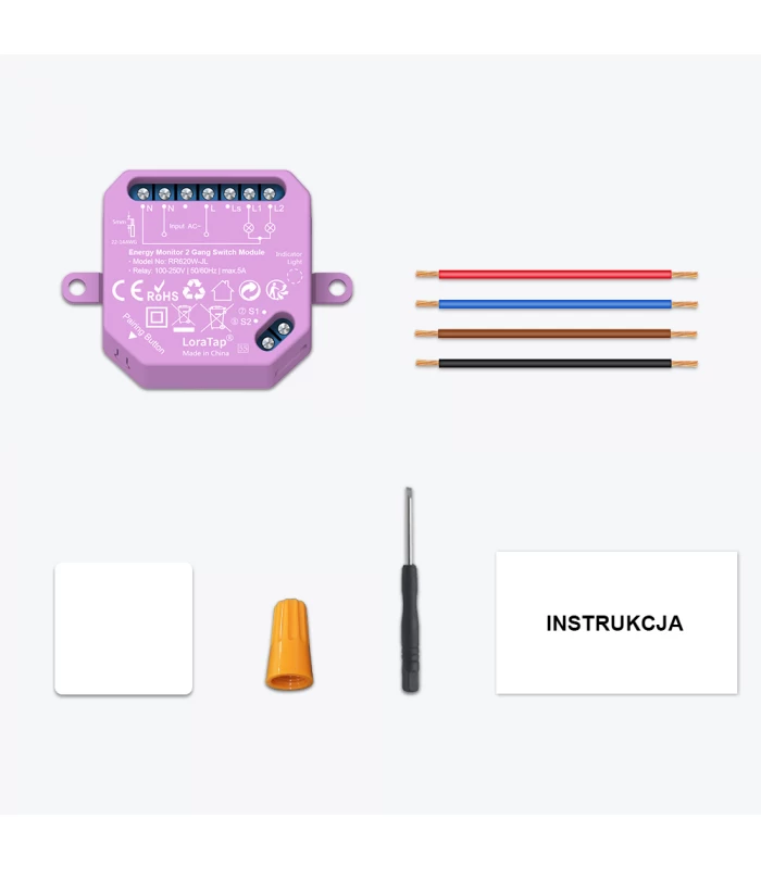 Podwójny przekaźnik WiFi TUYA z pomiarem prądu 10A