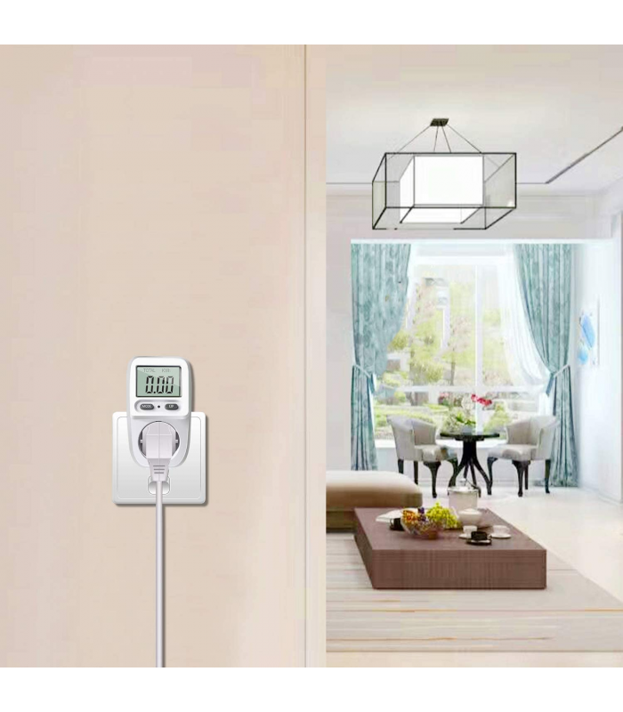 Licznik energii elektrycznej z wyświetlaczem LCD do gniazdka