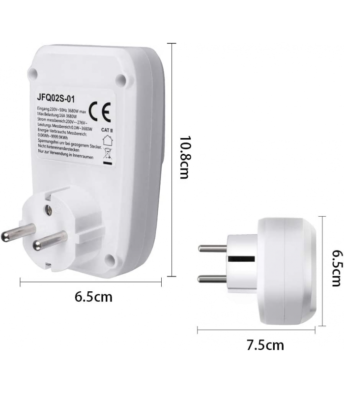 Licznik energii elektrycznej z wyświetlaczem LCD do gniazdka
