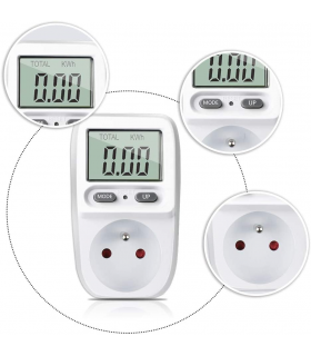 Licznik energii elektrycznej z wyświetlaczem LCD do gniazdka