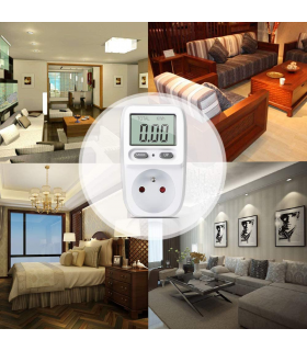 Licznik energii elektrycznej z wyświetlaczem LCD do gniazdka