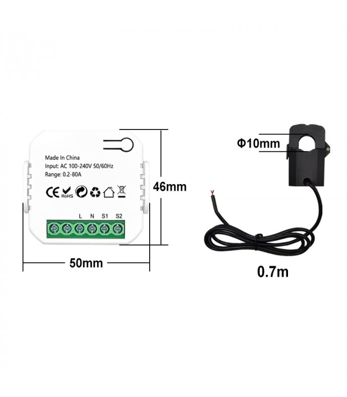 Licznik energii z przekładnikiem 80A WiFi TUYA