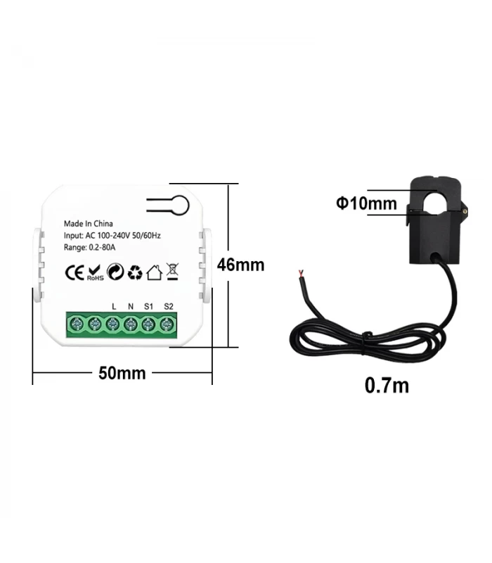 Licznik energii z przekładnikiem 80A WiFi TUYA