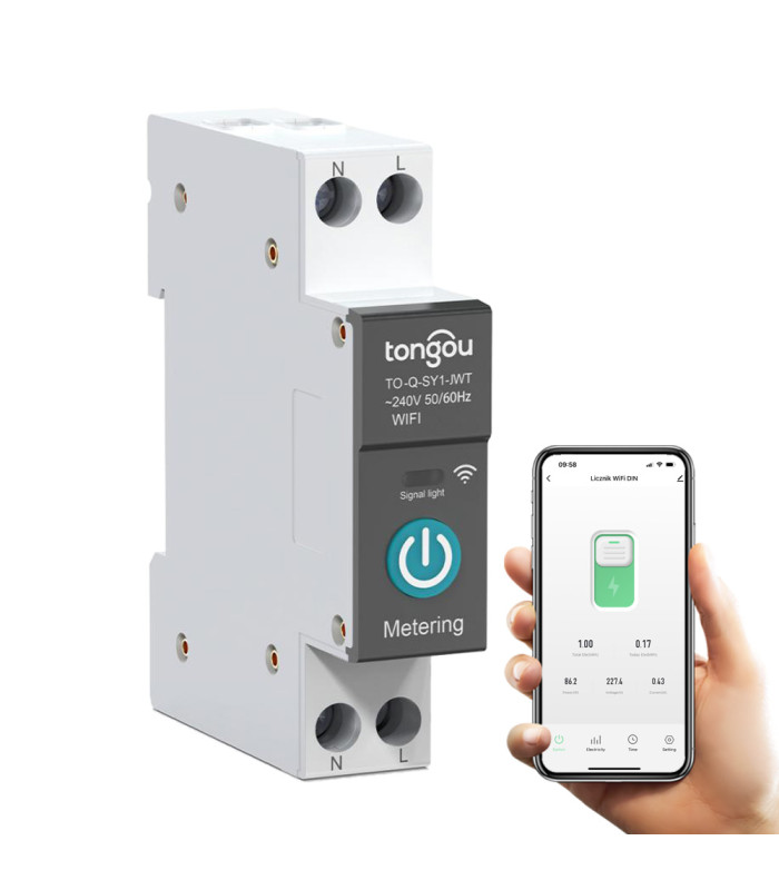 Przekaźnik WiFi 16A z licznikiem energii elektrycznej TUYA