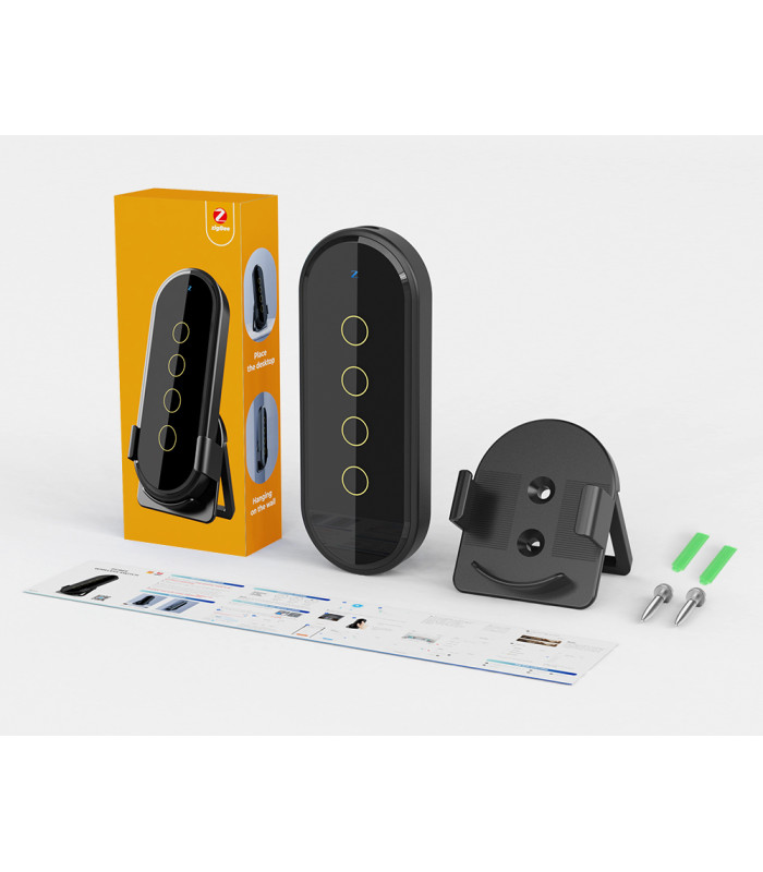 Dotykowy pilot ZigBee TUYA 4 kanały 12 scen czarny