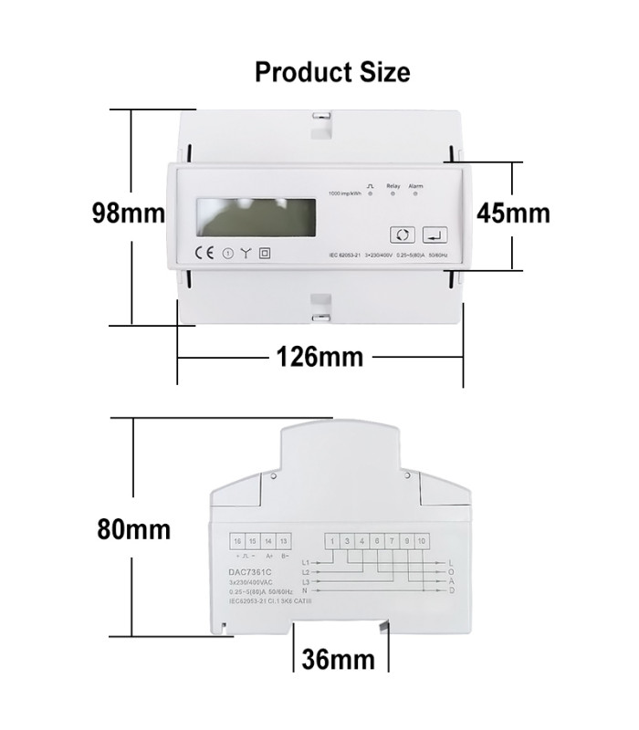Trójfazowy, dwukierunkowy licznik energii elektrycznej Tuya WiFi