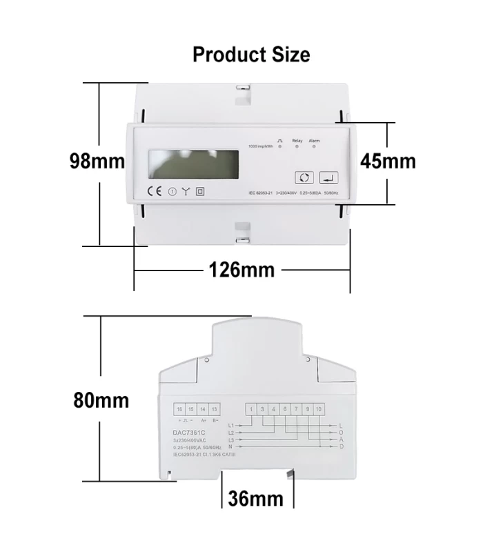 Trójfazowy, dwukierunkowy licznik energii elektrycznej Tuya WiFi