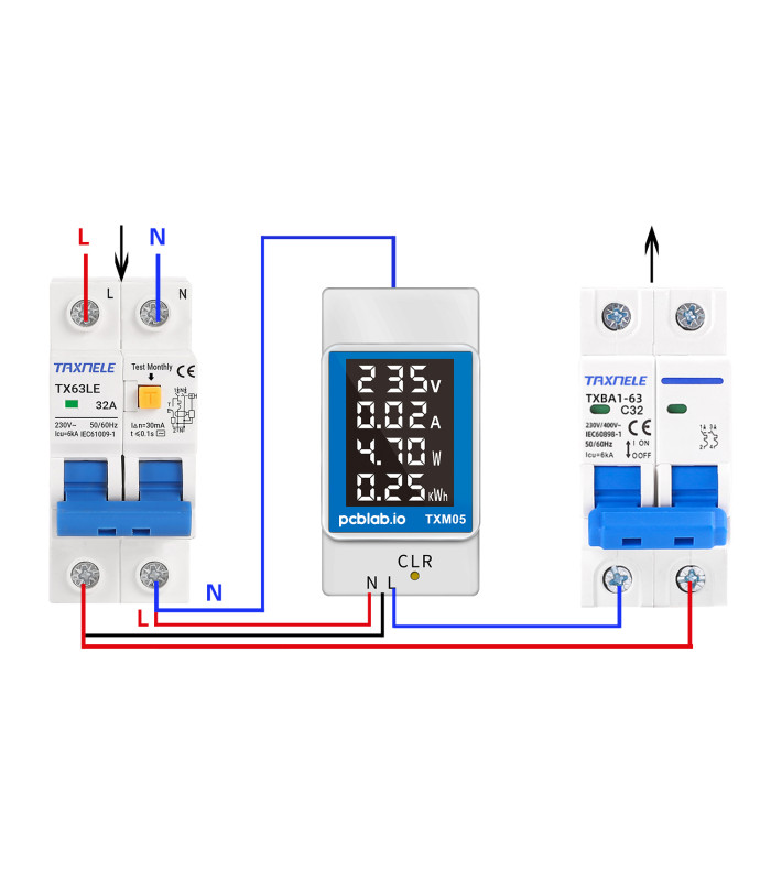 Licznik prądu energii elektrycznej na szynę DIN z wyświetlaczem LCD