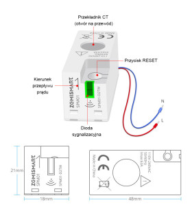 Licznik energii prądu 1-fazowy dwukierunkowy przekładnik 63A ZigBee TUYA