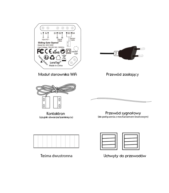 Sterownik bramy przesuwnej TUYA WiFi z czujnikiem