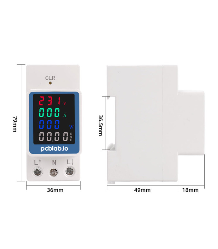 Licznik energii prądu mocy napięcia na szynę DIN