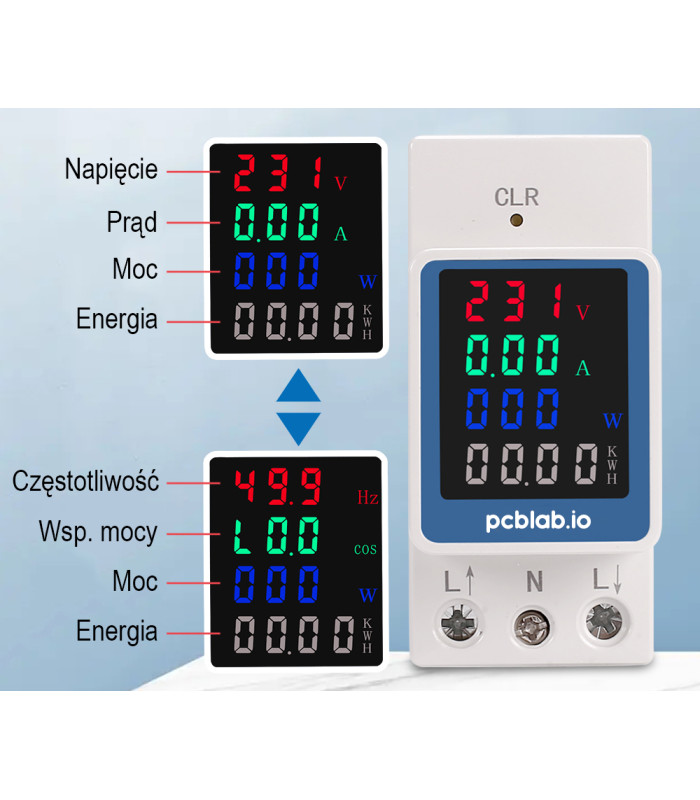 Licznik energii prądu mocy napięcia na szynę DIN