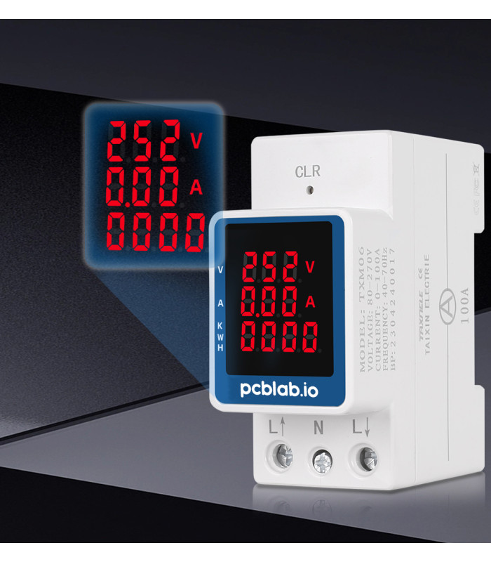 Licznik energii prądu napięcia LCD na szynę DIN