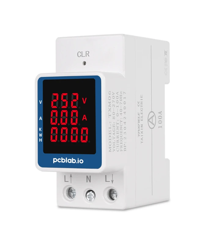 Licznik energii prądu napięcia LCD na szynę DIN