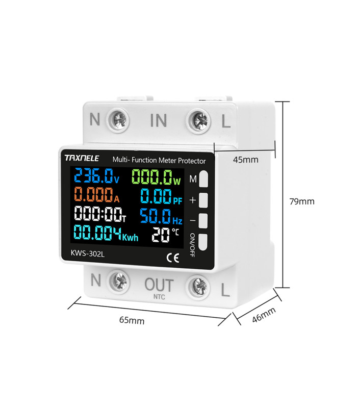 Licznik energii prądu mocy z przekaźnikiem 63A i wyświetlaczem LCD