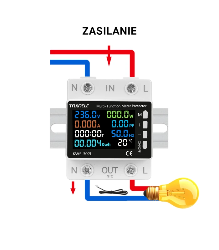 Licznik energii prądu mocy z przekaźnikiem 63A i wyświetlaczem LCD