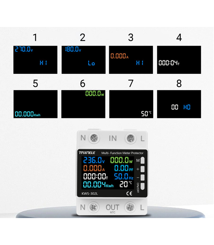 Licznik energii prądu mocy z przekaźnikiem 63A i wyświetlaczem LCD