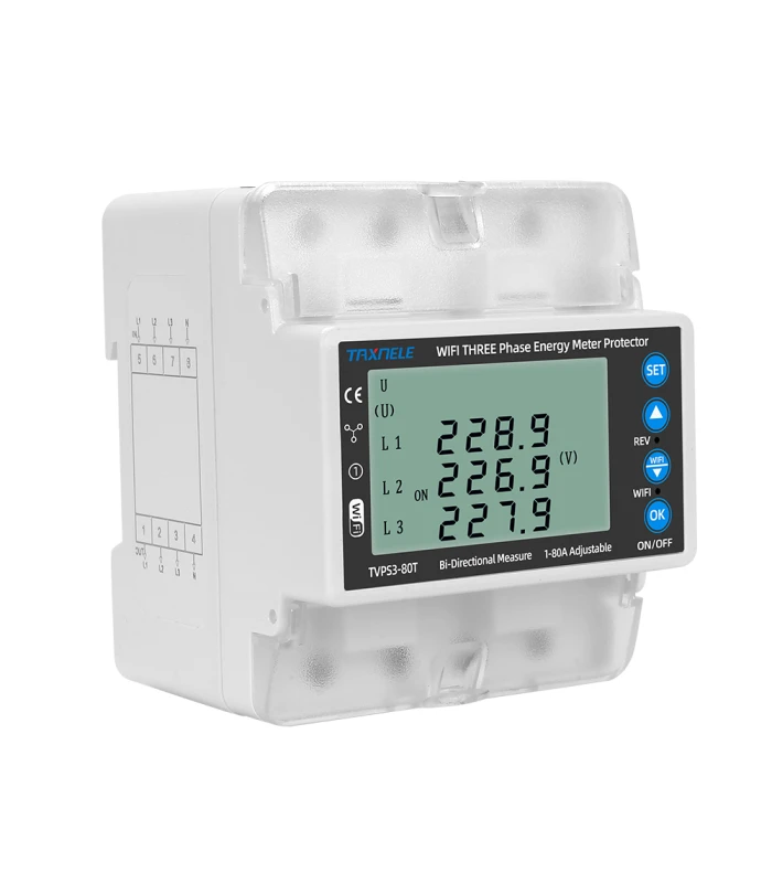 Dwukierunkowy, 3-fazowy Licznik energii elektrycznej 3x80A