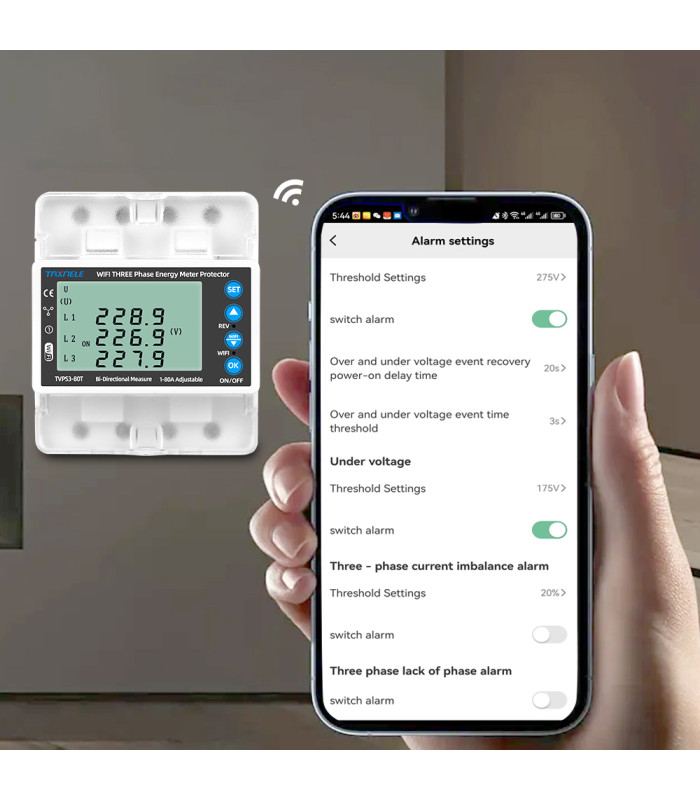 Dwukierunkowy, 3-fazowy Licznik energii elektrycznej 3x80A