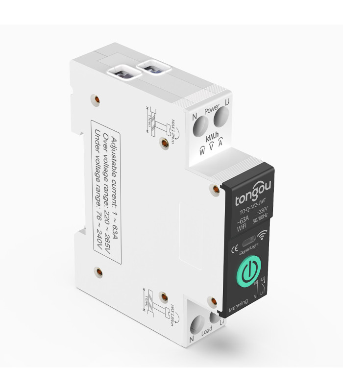 Przekaźnik WiFi TUYA 63A licznik prądu z zabezpieczeniem
