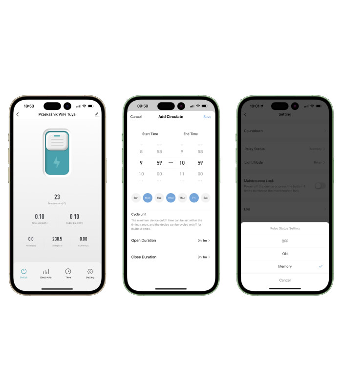 Przekaźnik WiFi TUYA 63A licznik prądu z zabezpieczeniem