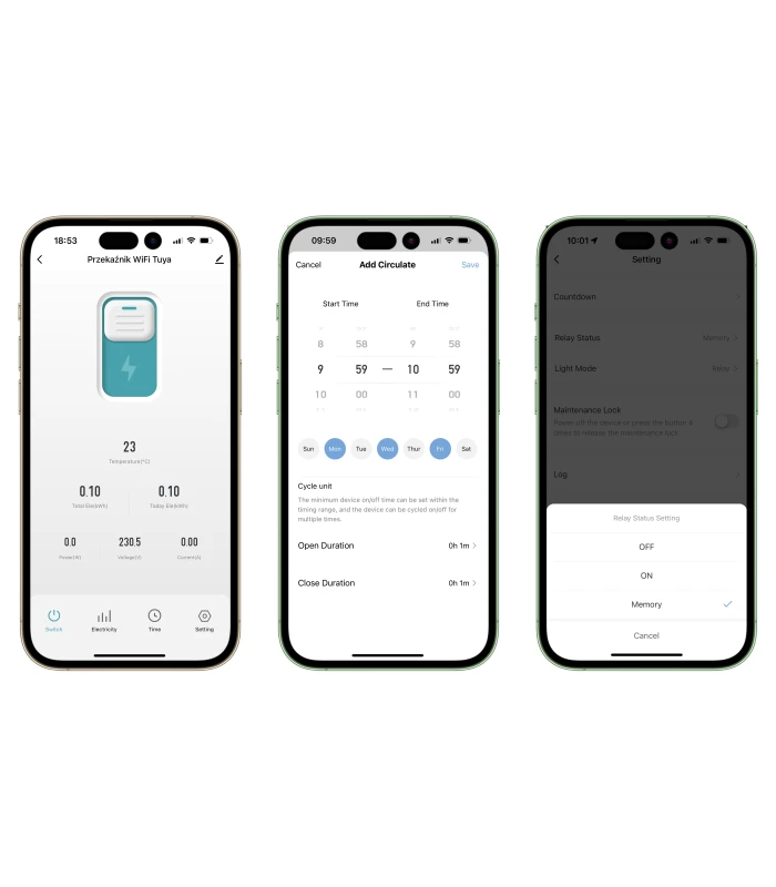 Przekaźnik WiFi TUYA 63A licznik prądu z zabezpieczeniem