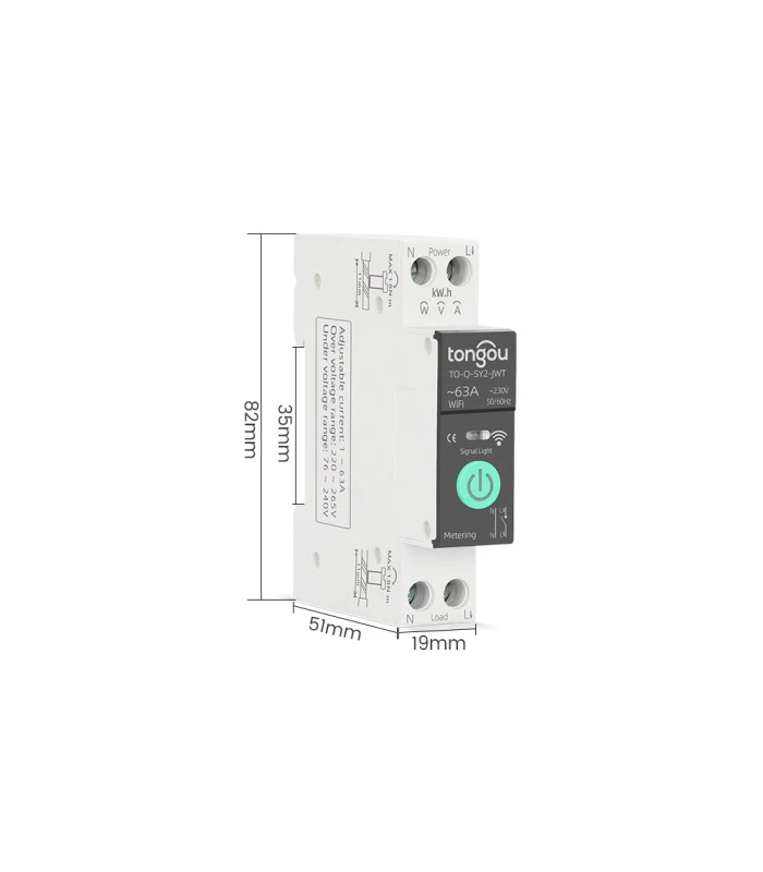 Przekaźnik WiFi TUYA 63A licznik prądu z zabezpieczeniem