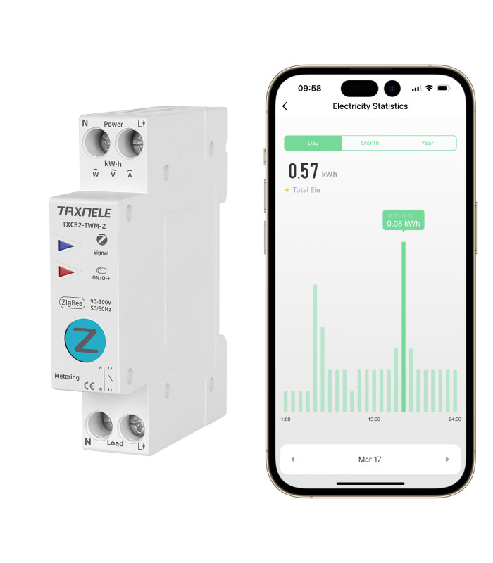 Przekaźnik ZigBee 63A* z pomiarem prądu na szynę DIN TUYA Smart Life HA
