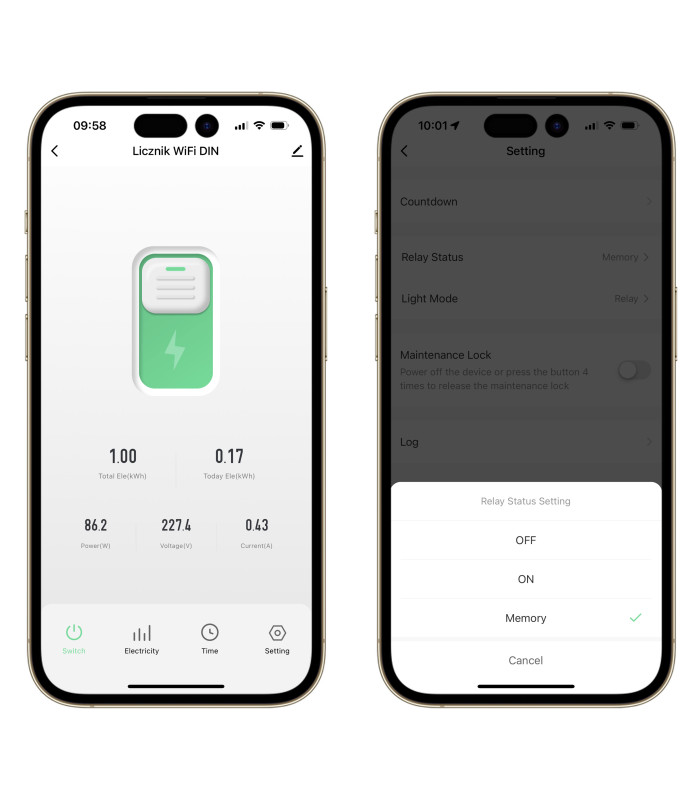 Przekaźnik ZigBee 63A* z pomiarem prądu na szynę DIN TUYA Smart Life HA