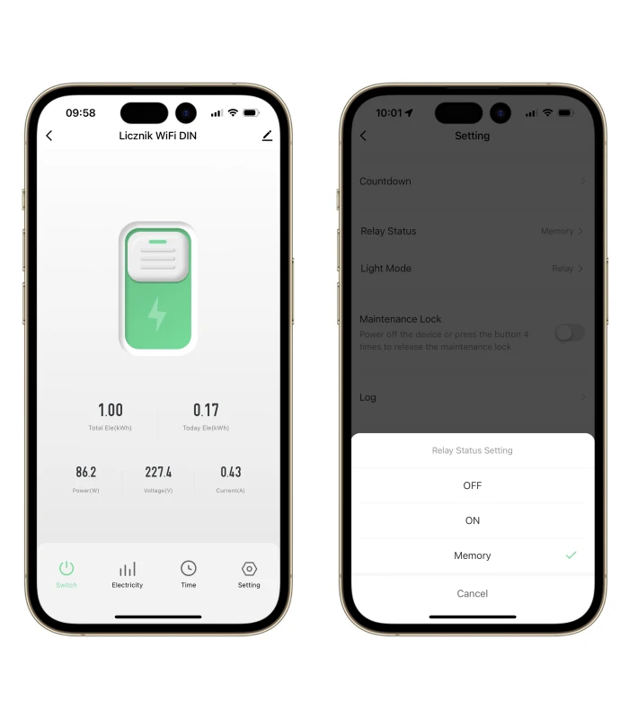 Przekaźnik ZigBee 63A* z pomiarem prądu na szynę DIN TUYA Smart Life HA