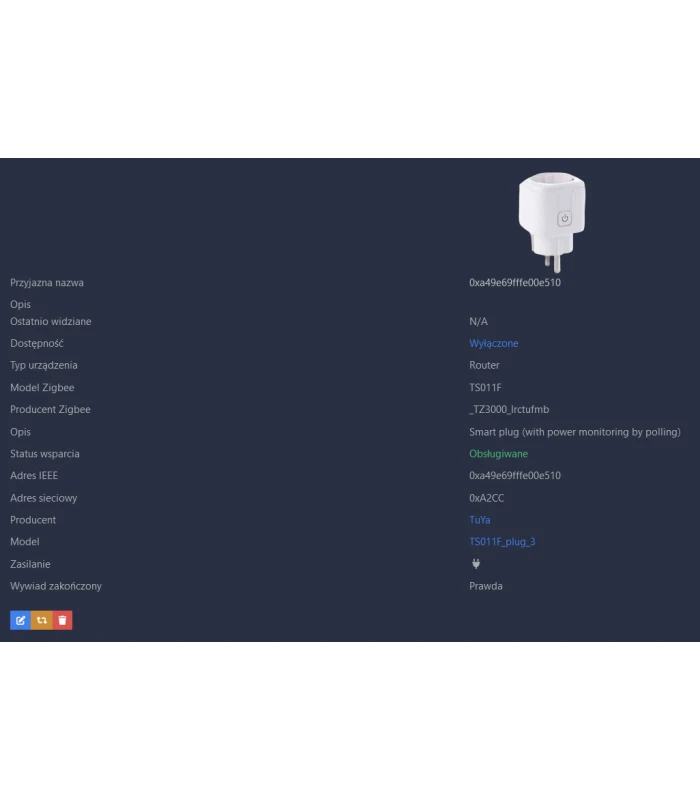 Przekaźnik ZigBee 16A z pomiarem prądu na szynę DIN TUYA Smart Life HA