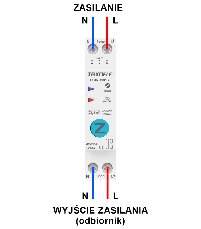 Przekaźnik ZigBee 16A z pomiarem prądu na szynę DIN TUYA Smart Life HA