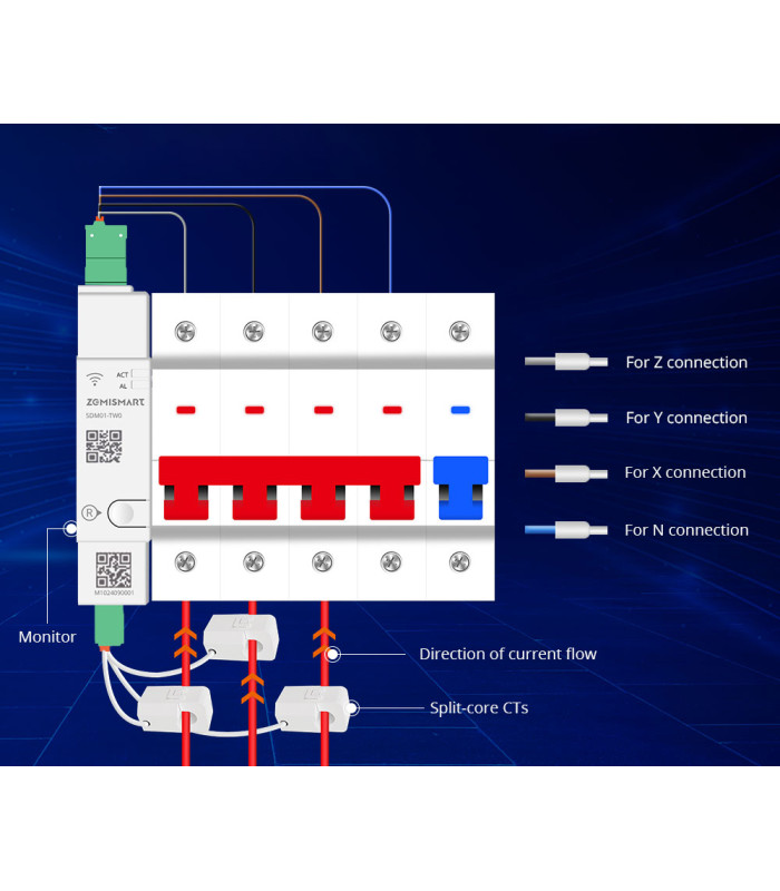 Licznik energii prądu 3-fazowy dwukierunkowy przekładnik 120A WiFi TUYA