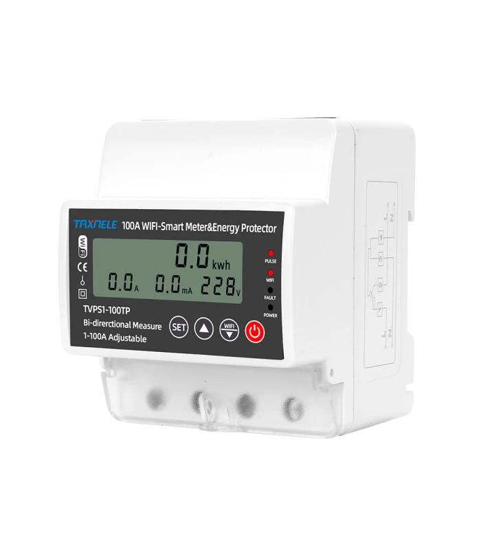 Jednofazowy licznik energii 2-kierunkowy PV przekaźnik 100A WiFi TUYA