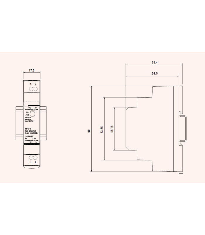 Zasilacz impulsowy LED 12V 15W na szynę DIN HDR-15-12 regulowany