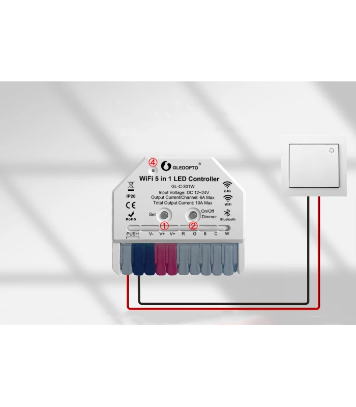Sterownik WiFi 5 w 1 do taśm LED RGB CCT ściemniacz TUYA Smart