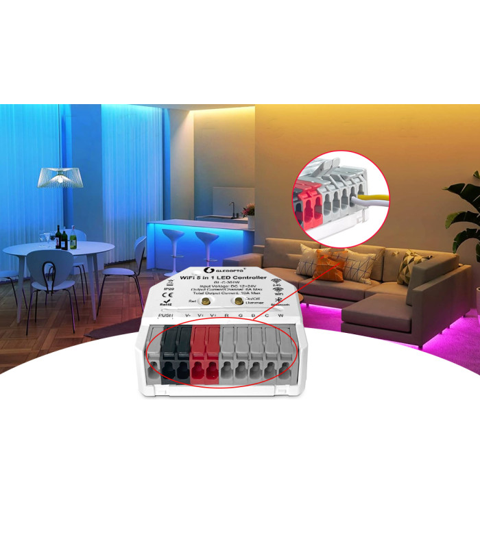 Sterownik WiFi 5 w 1 do taśm LED RGB CCT ściemniacz TUYA Smart