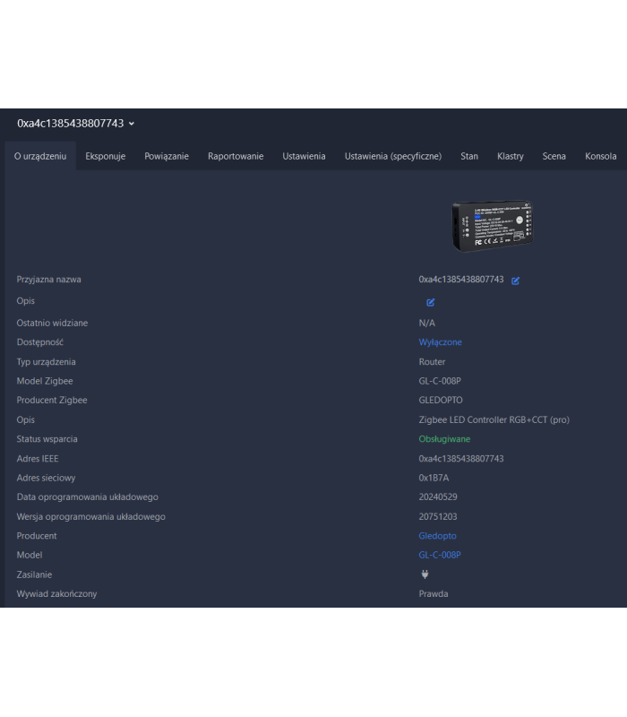 Sterownik ZigBee 5 w 1 do taśm pasek LED Home Assistant Hue TUYA